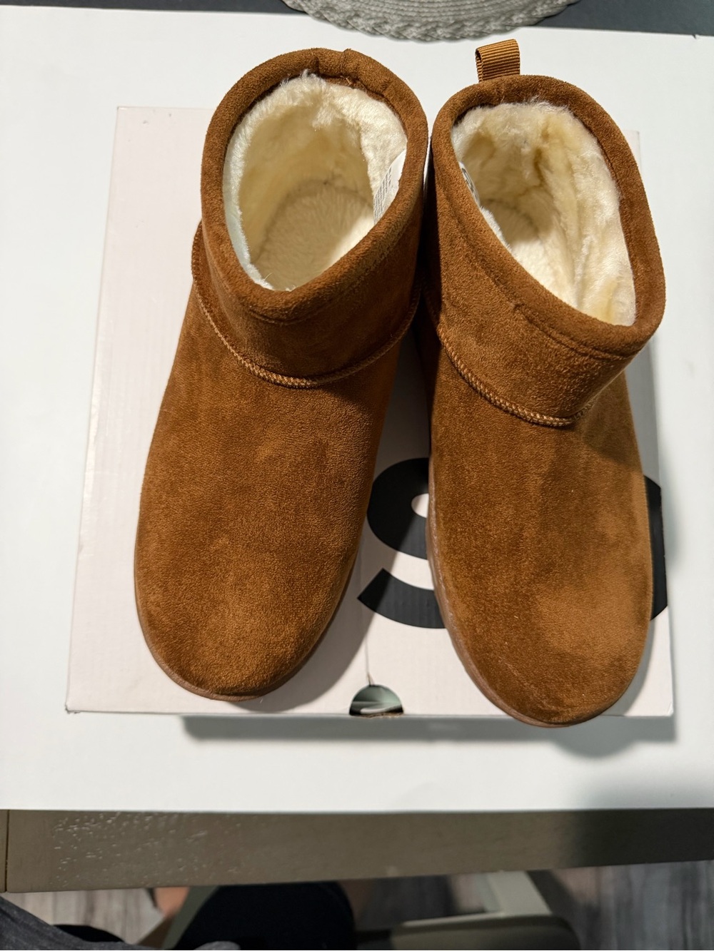 SO Brown Suede Faux Fur Lined Ankle Booties